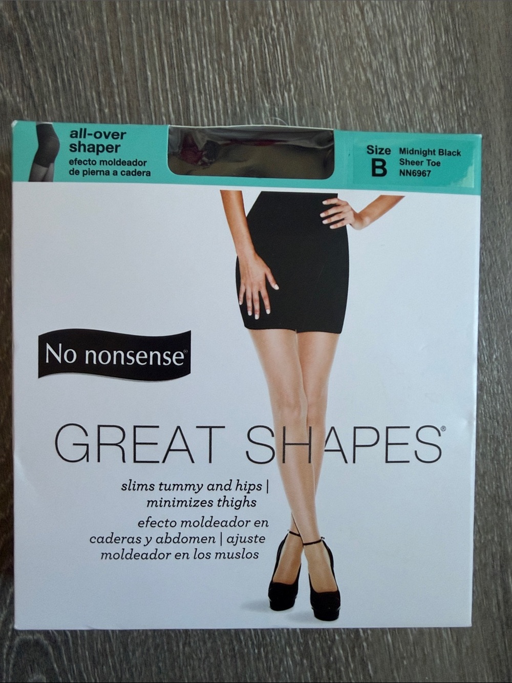 No nonsense Great Shapes Shaper Skirt Sheer Toe Tights - Midnight Black
